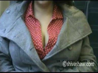 Busty down blouse on the train